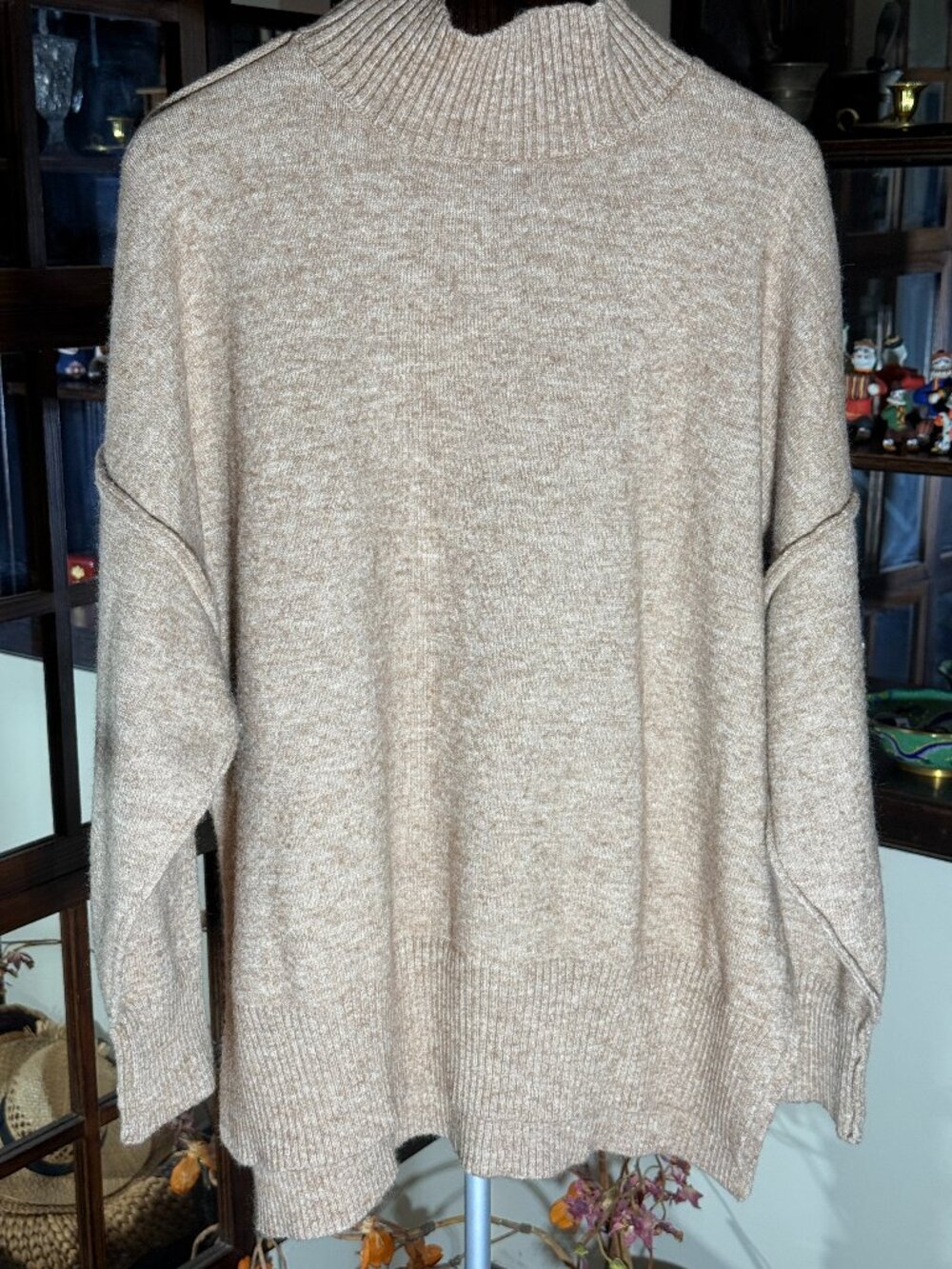 Commence Beige Chunky Knit Long Line Oversized Women's Sweater Size XL NEW